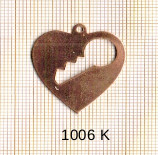 Estampe en cuivre vrac  pendentif COEUR+CLE 