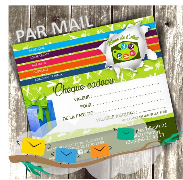 CARTE CADEAU <br>ENVOYEE PAR MAIL