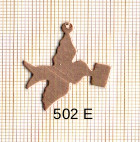 Support en cuivre pigeon voyageur 24 X 29 mm